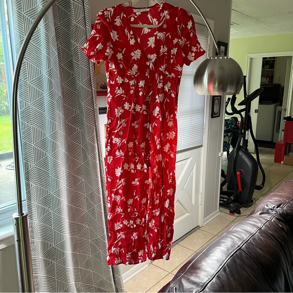 Zara Tropical Floral Print Dress with Slit - XS - Picture 6 of 6